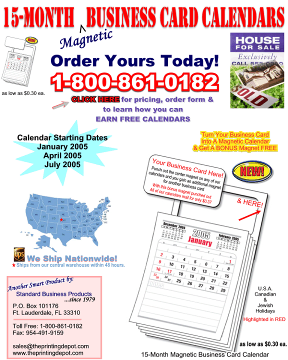 Click Here for Calendar Pricing